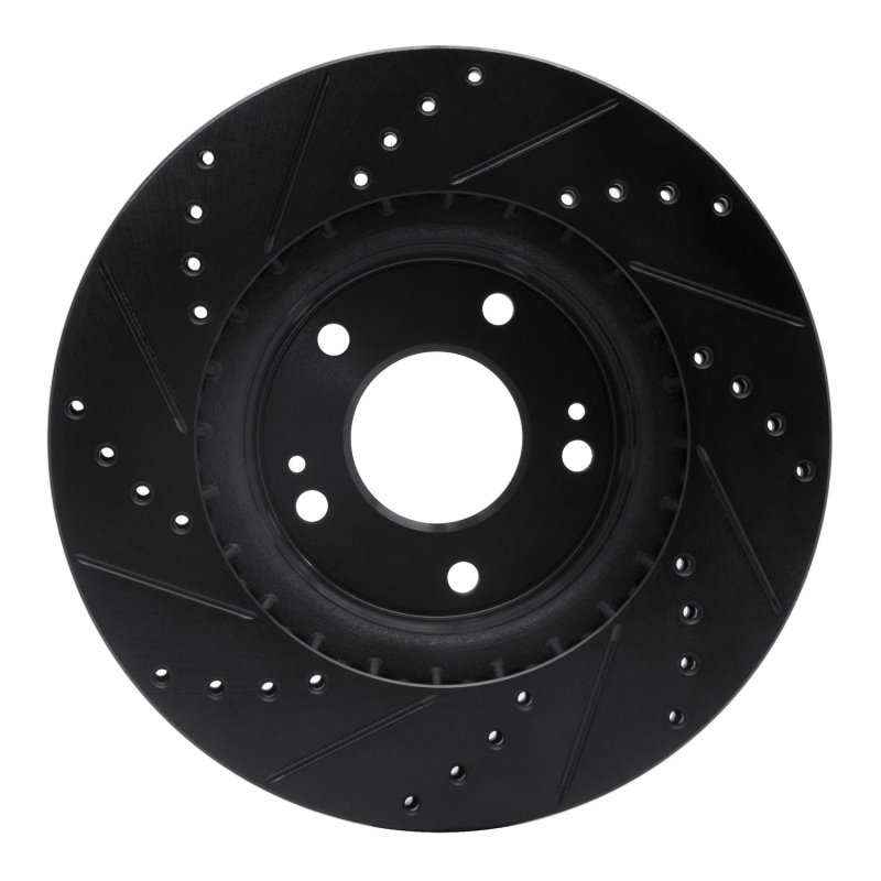 Hyundai Kona Brake Rotor (1) - Front Right - R1 Concepts - Drilled & Slotted - Black - `15-`25